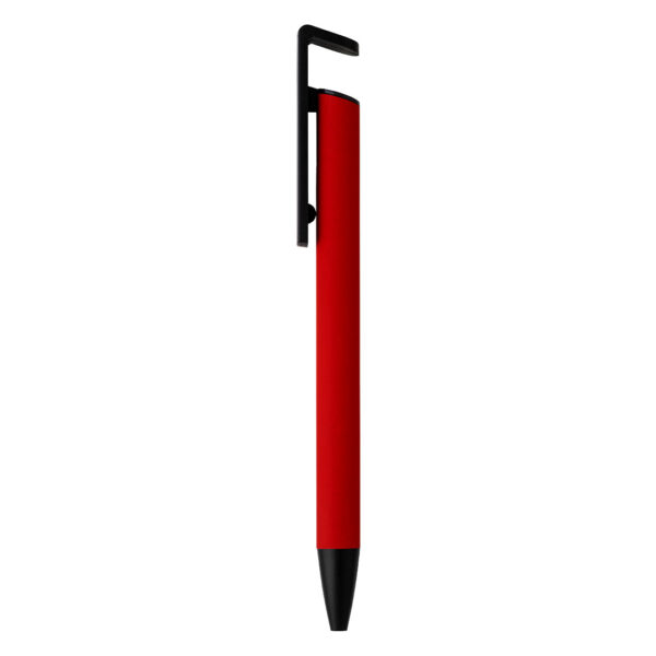HALTER METAL, metalna hemijska olovka sa držačem za mobilni telefon, crvena