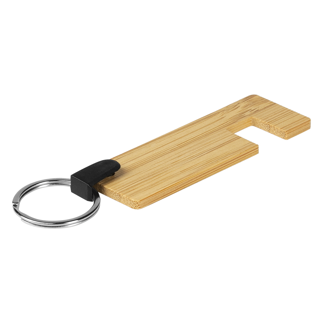 CLEF, drveni privezak za ključeve sa držačem za mobilne uređaje, bež
