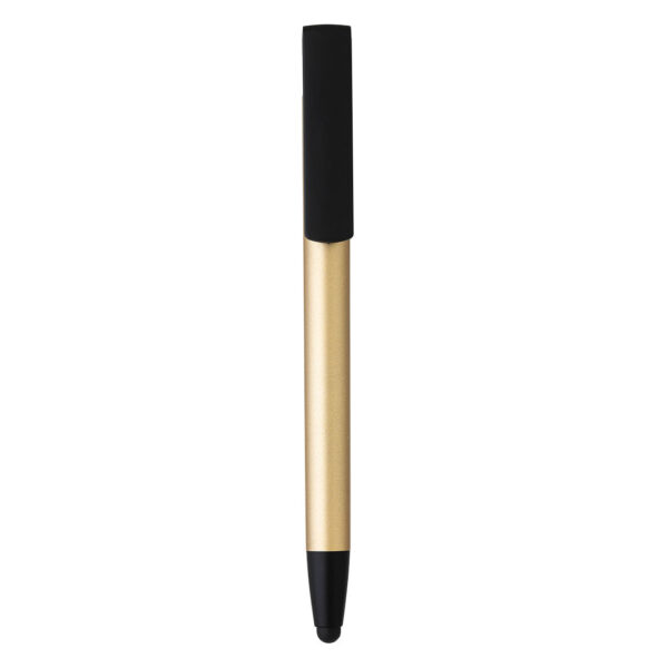 HALTER, plastična "touch" hemijska olovka sa držačem za mobilni telefon, zlatna