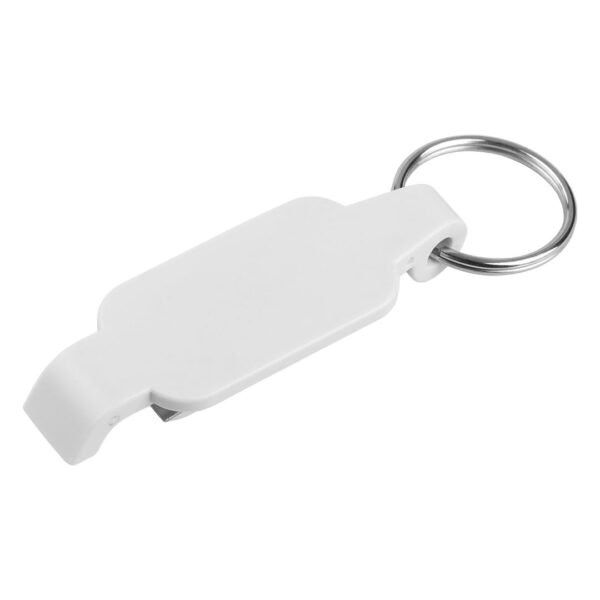 CLIPER, plastični privezak za ključeve sa funkcijom otvarača, beli