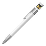 PLEXO, metalna hemijska olovka i usb flash memorija, beli, 64GB