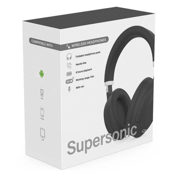 SUPERSONIC, sklopive bežične slušalice, crna