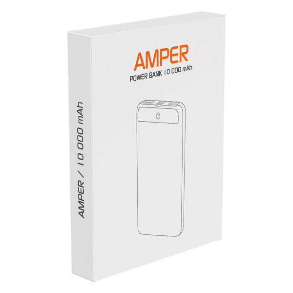AMPER, pomoćna baterija, 10000 mah, bežično punjenje, bela