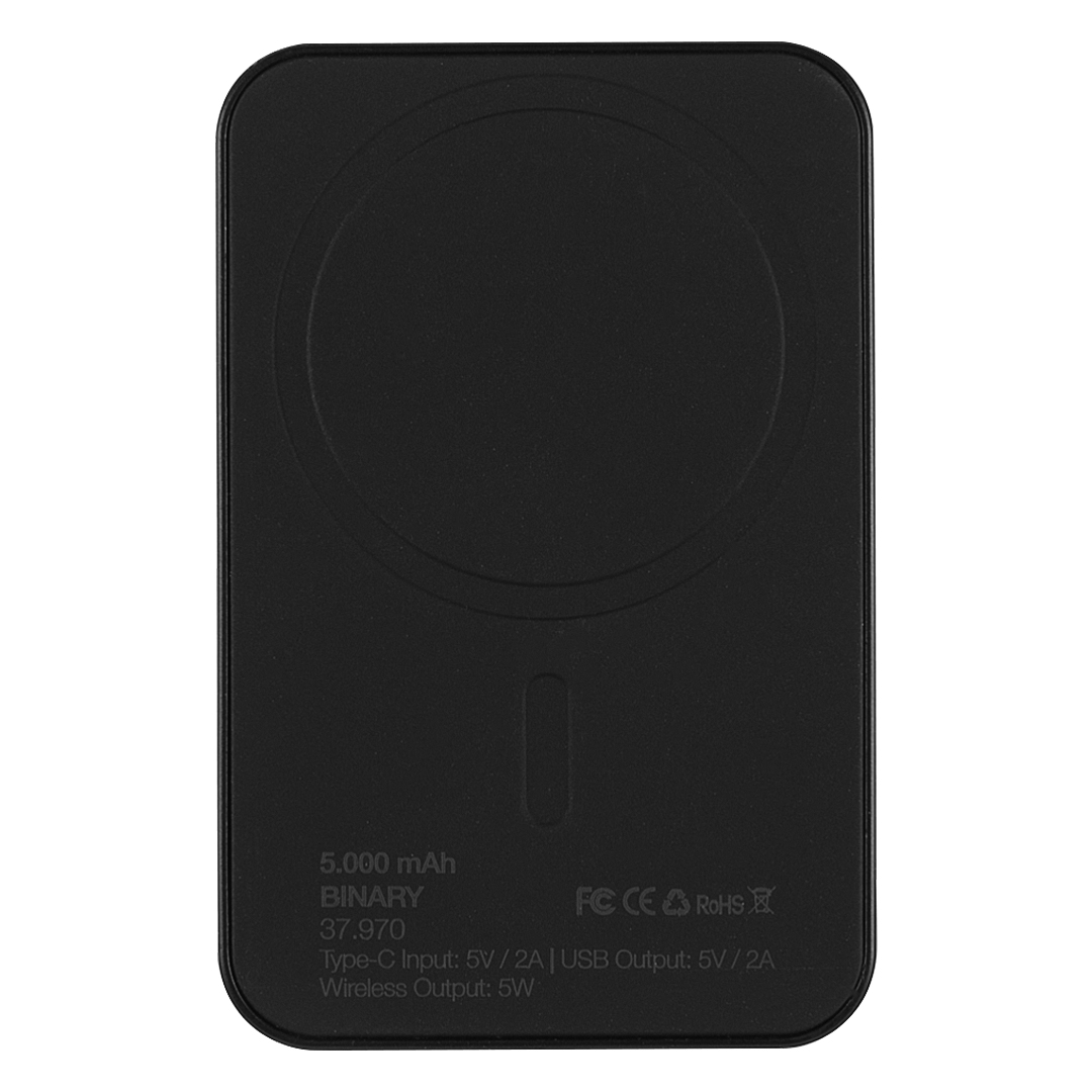 BINARY, pomoćna baterija sa magnetom, 5.000 mah, bežično punjenje, 5w, crna