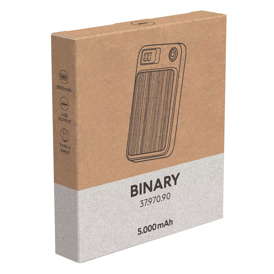BINARY, pomoćna baterija sa magnetom, 5.000 mah, bežično punjenje, 5w, bela