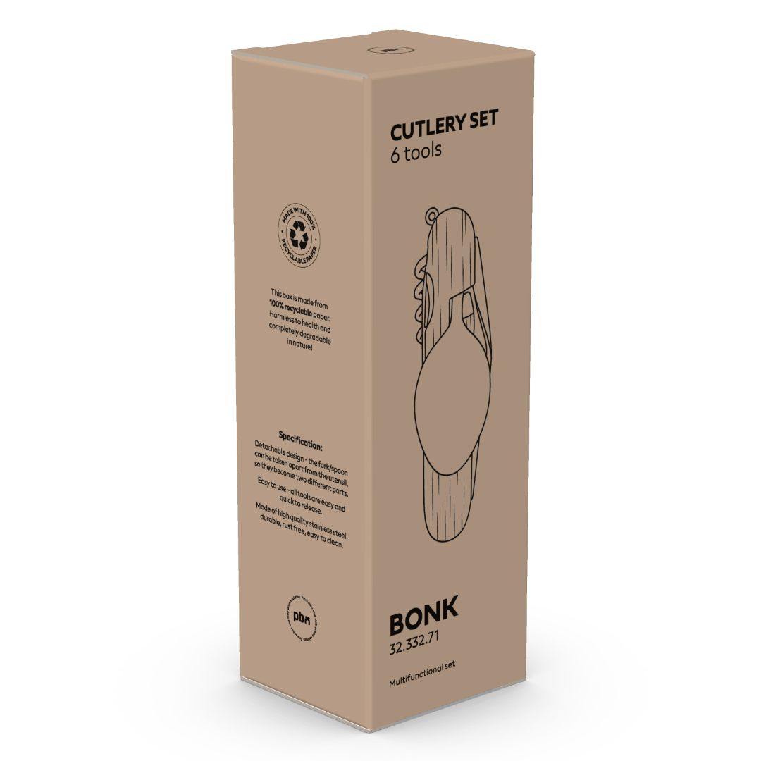 BONK, višenamenski set pribora sa 6 funkcija, bež