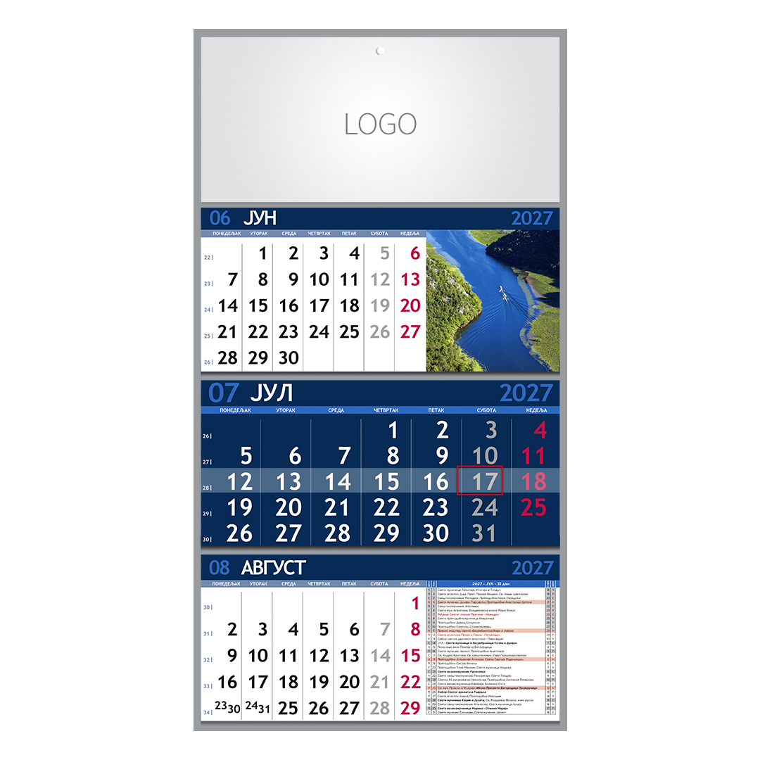 PRIRODA 07, zidni kalendar: 3 x 12 listova, tromesečni, trodelni
