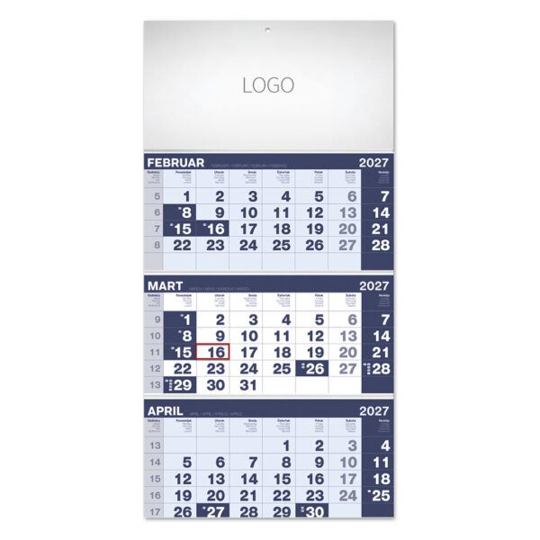 POSLOVNI 17, zidni kalendar, 3 x 12 listova, tromesečni, trodelni