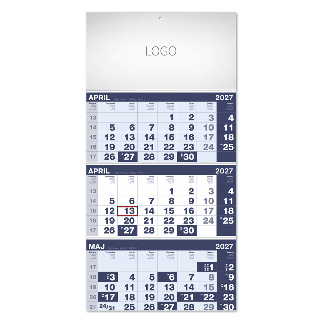 POSLOVNI 17, zidni kalendar, 3 x 12 listova, tromesečni, trodelni