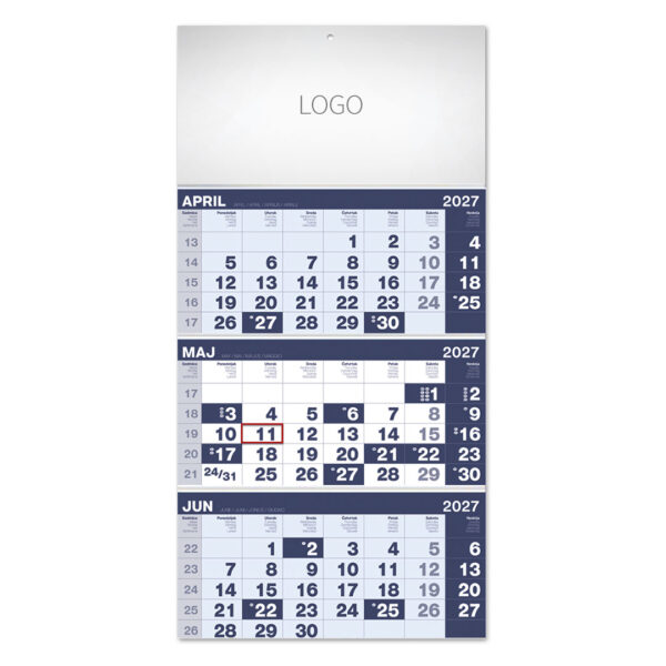 POSLOVNI 17, zidni kalendar, 3 x 12 listova, tromesečni, trodelni