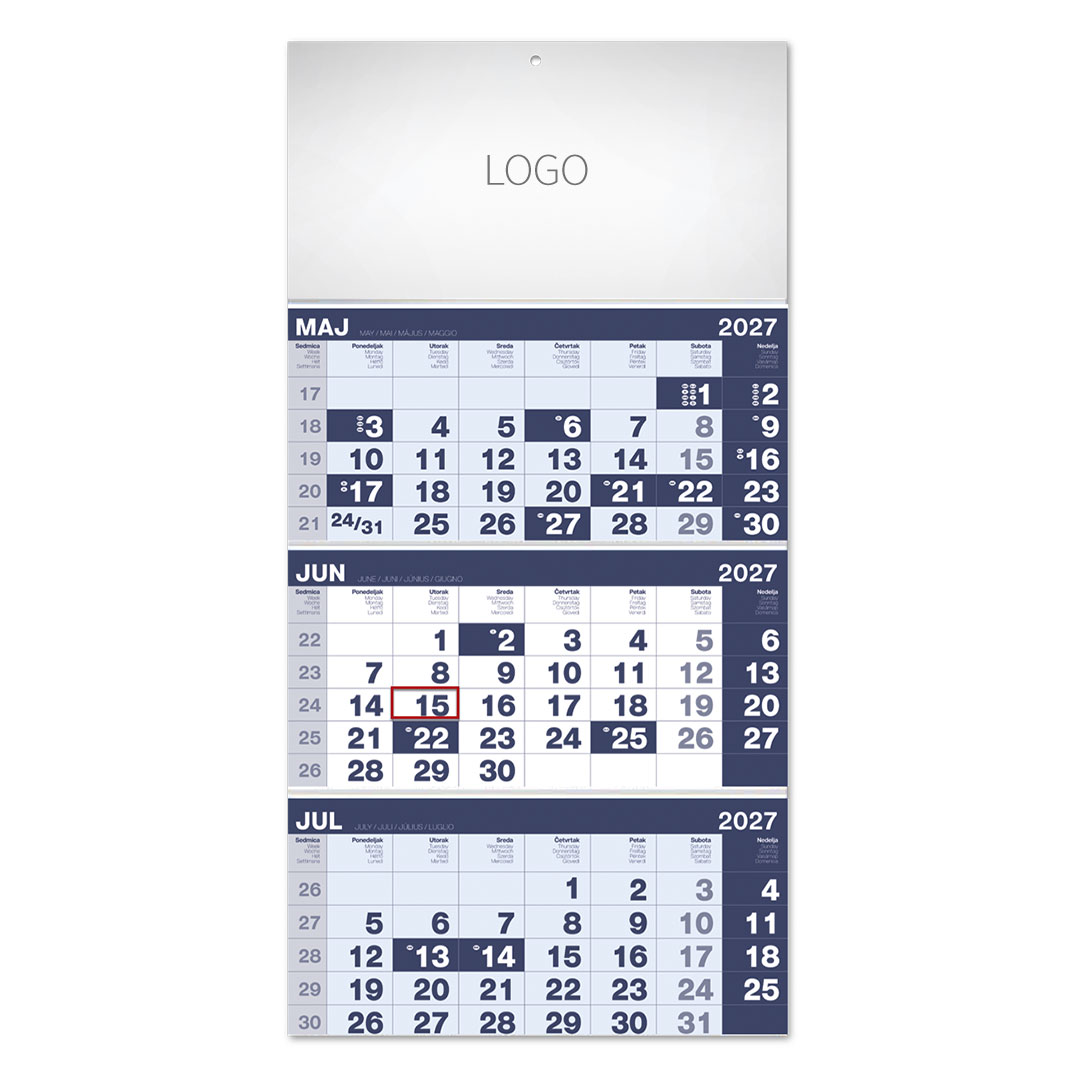 POSLOVNI 17, zidni kalendar, 3 x 12 listova, tromesečni, trodelni