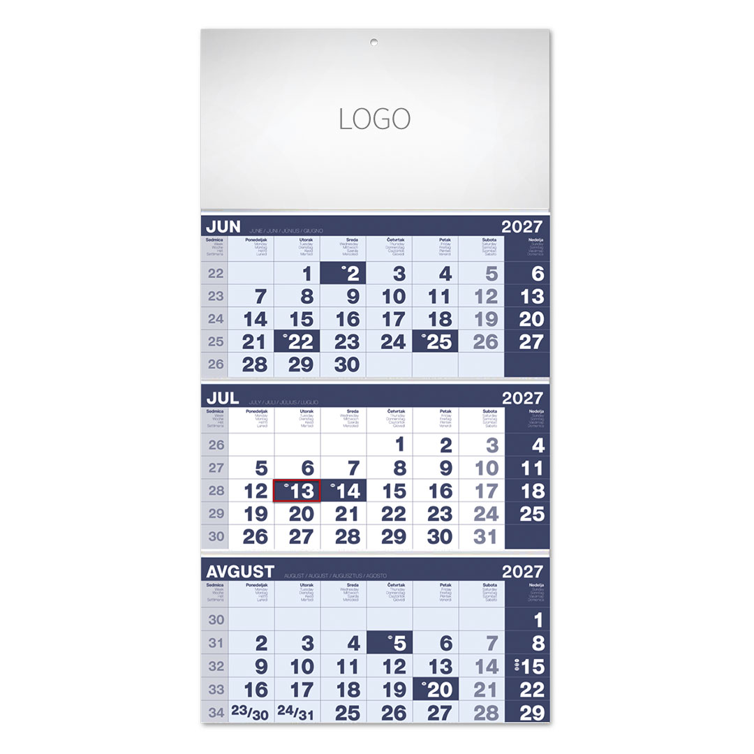 POSLOVNI 17, zidni kalendar, 3 x 12 listova, tromesečni, trodelni