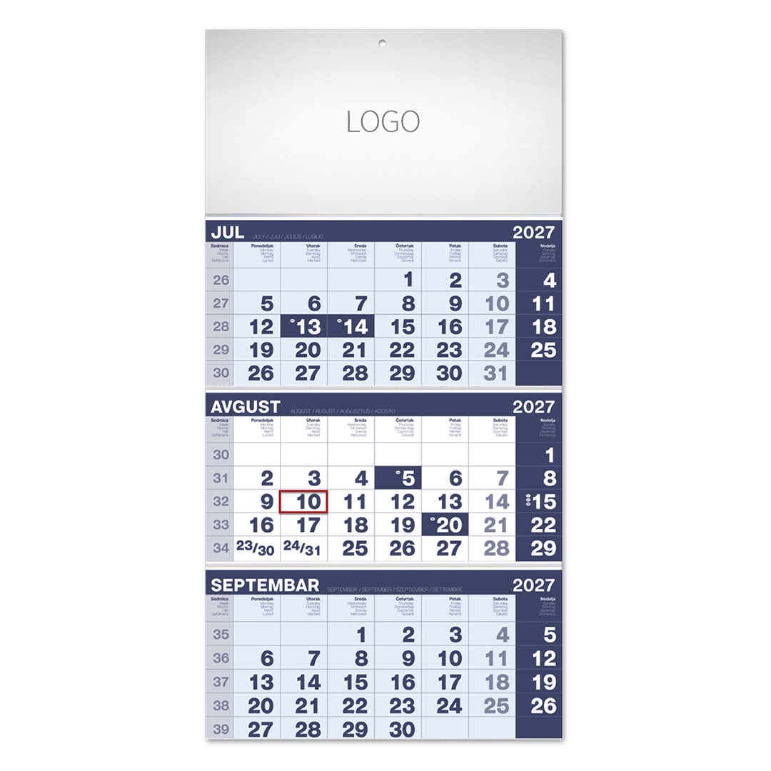 POSLOVNI 17, zidni kalendar, 3 x 12 listova, tromesečni, trodelni