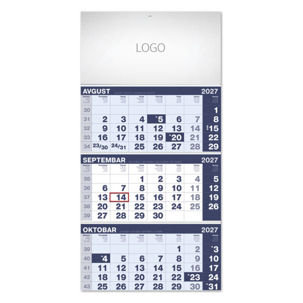 POSLOVNI 17, zidni kalendar, 3 x 12 listova, tromesečni, trodelni