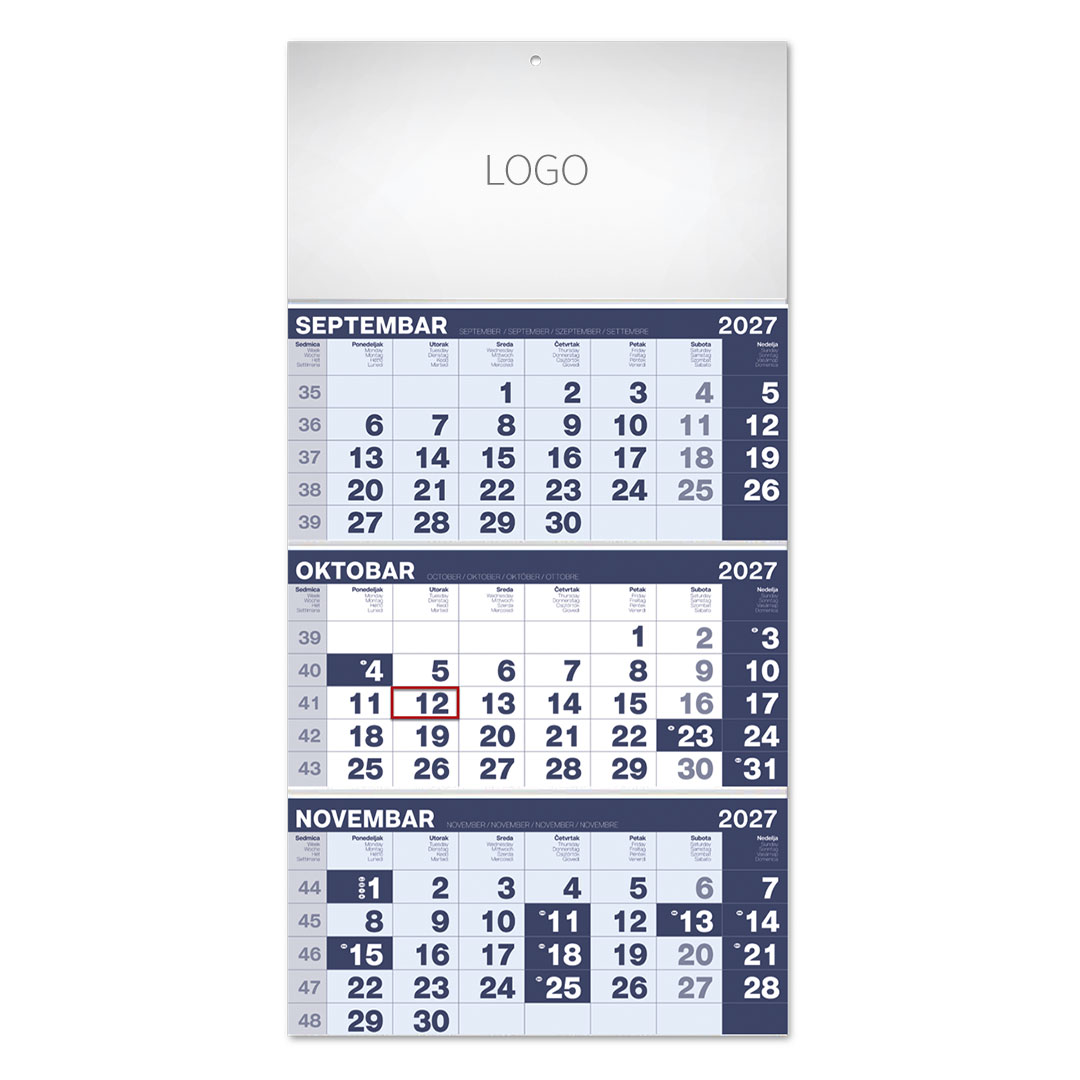 POSLOVNI 17, zidni kalendar, 3 x 12 listova, tromesečni, trodelni