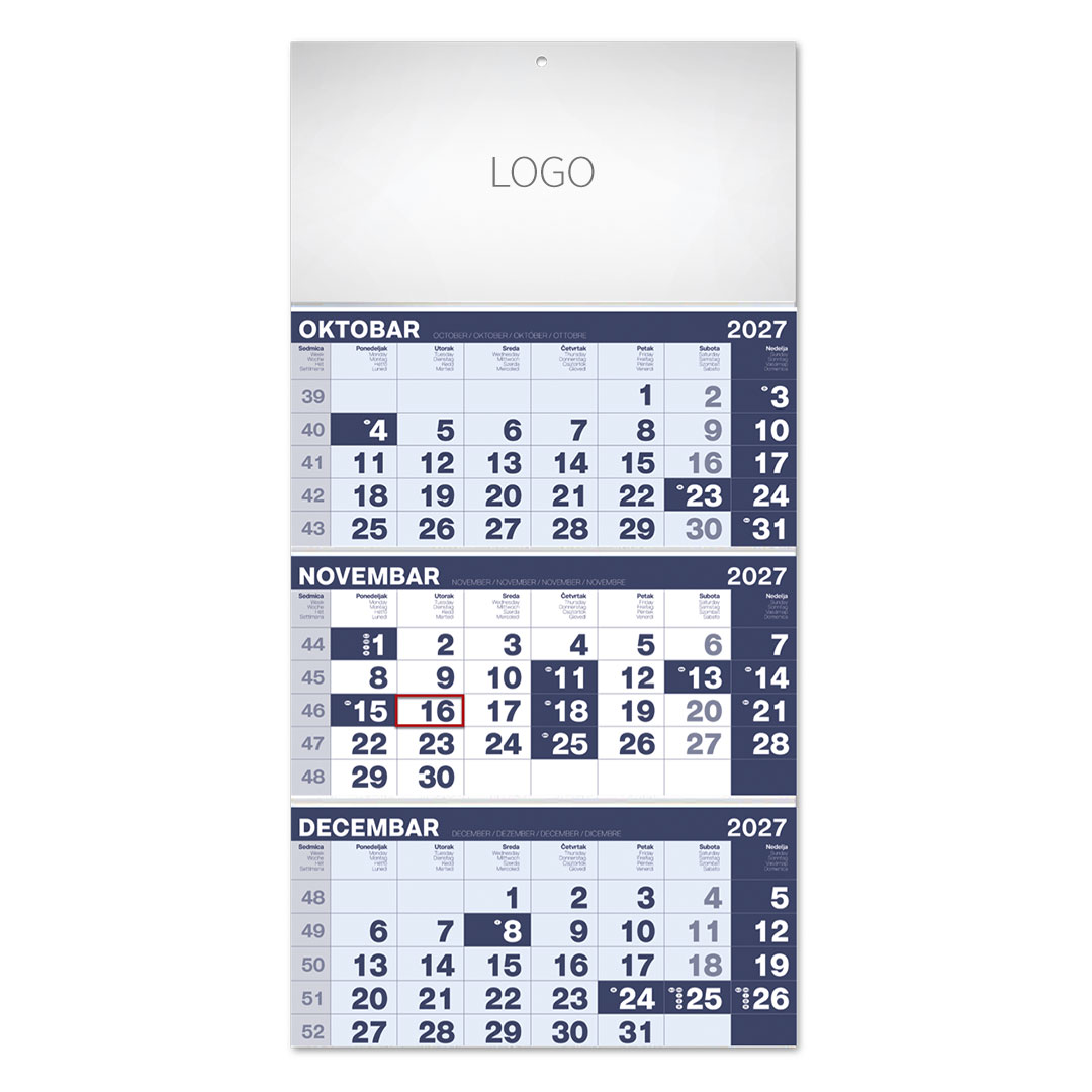 POSLOVNI 17, zidni kalendar, 3 x 12 listova, tromesečni, trodelni