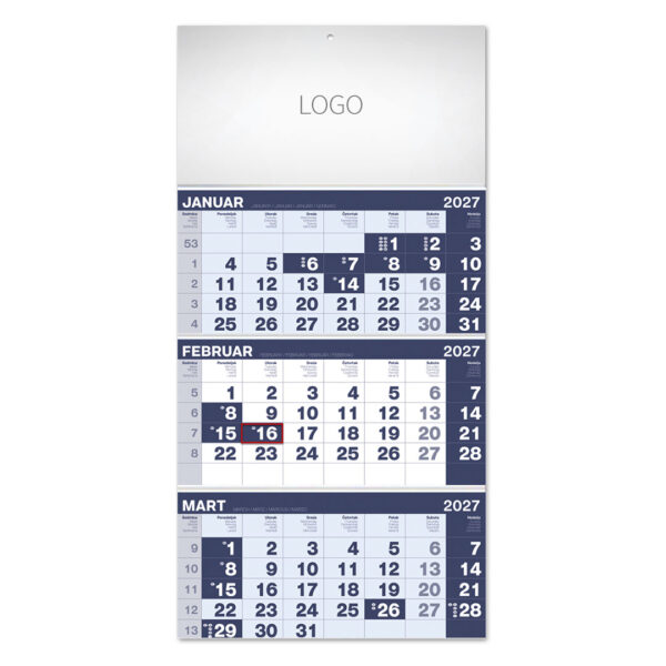 POSLOVNI 17, zidni kalendar, 3 x 12 listova, tromesečni, trodelni