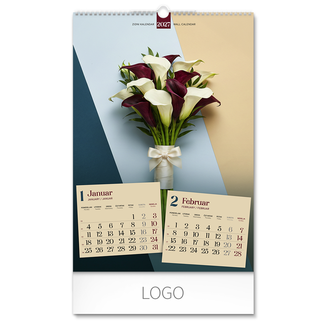 FLOWERS, zidni kalendar: 7 listova, dvomesečni