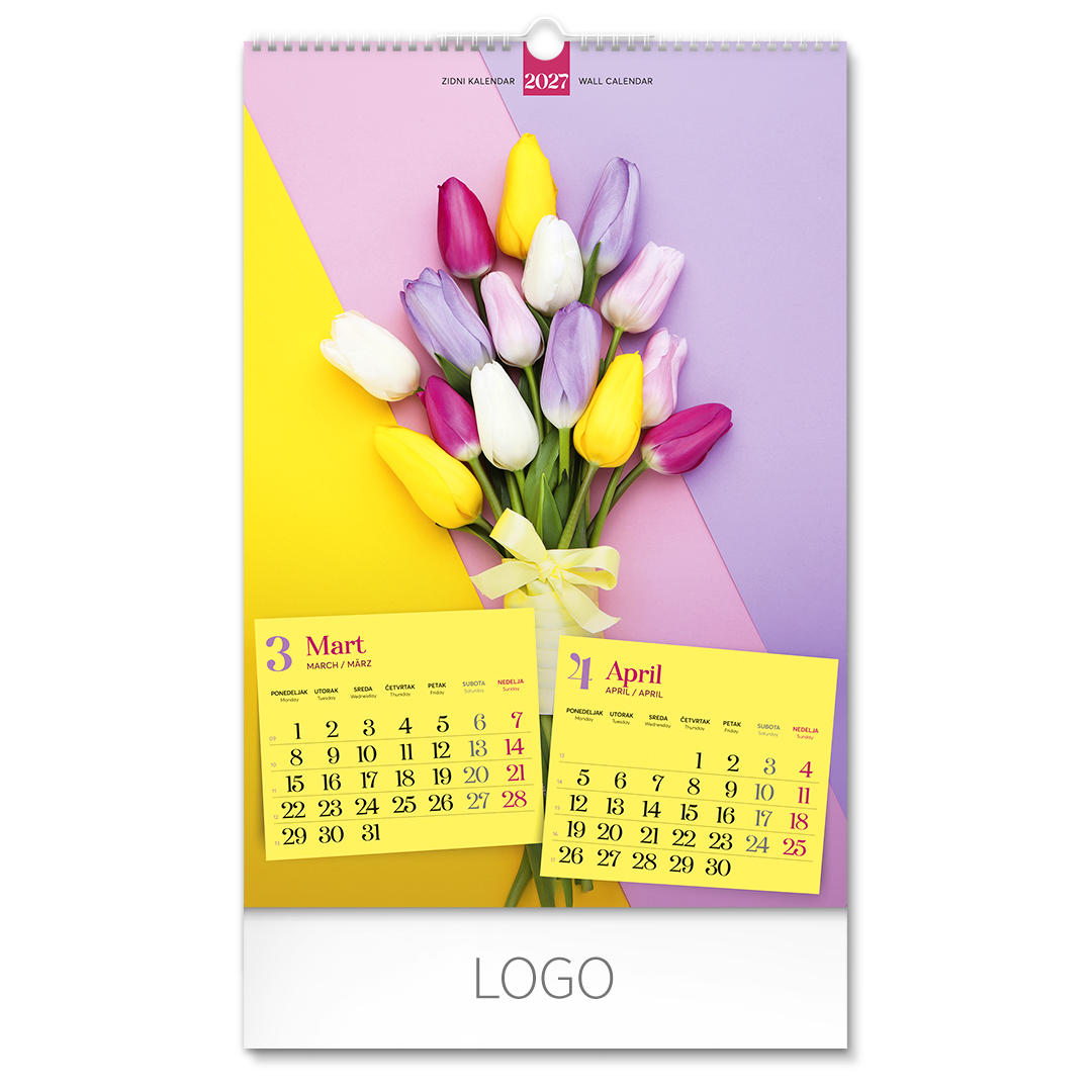 FLOWERS, zidni kalendar: 7 listova, dvomesečni