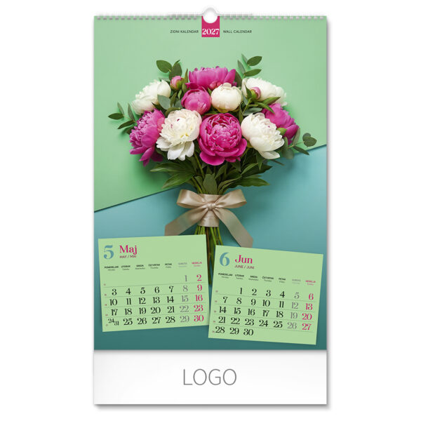 FLOWERS, zidni kalendar: 7 listova, dvomesečni