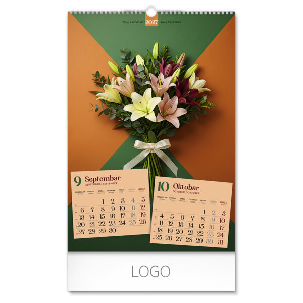 FLOWERS, zidni kalendar: 7 listova, dvomesečni