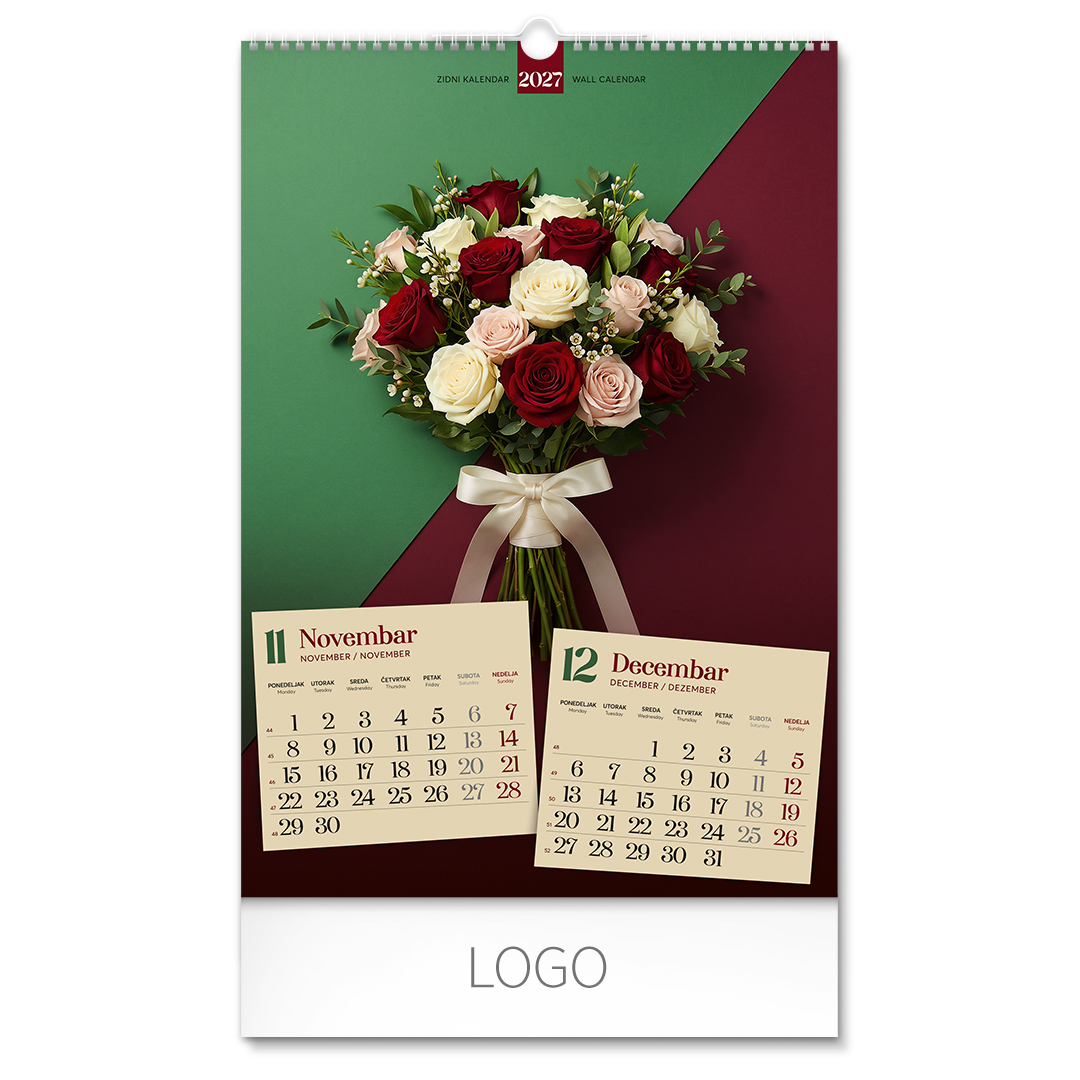 FLOWERS, zidni kalendar: 7 listova, dvomesečni