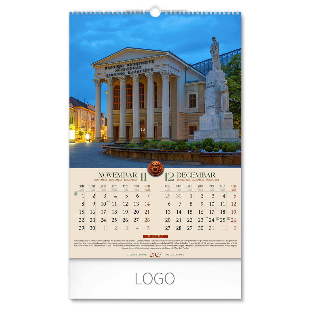 VOJVODINA, zidni kalendar: 7 listova, dvomesečni